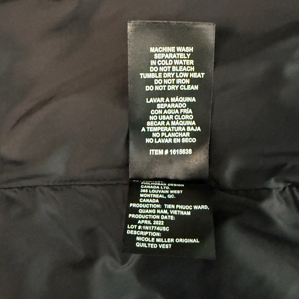 Nicole Miller Black Puffer Vest XXL - Picture 5 of 5